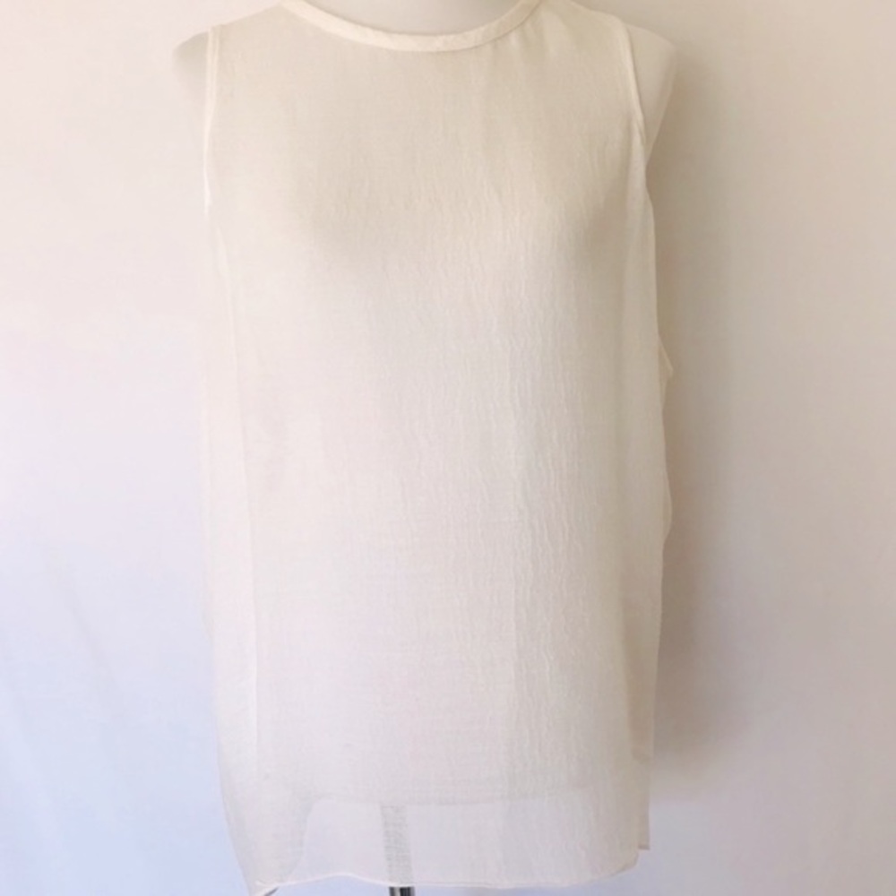 Helmut Lang White Gauze sheer flowy Sleeveless Top Boxy